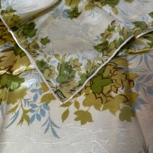 Vintage Floral Square Scarf 28” Olive Green Gold Cottagecore Retro